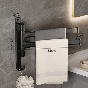 CXT469 Bathroom Aluminum Towel Rack <strong>Shower</strong> Room Multi Link Storage <strong>Shelving</strong> No Hole Rotation Towel Hanging Rod - Product Image 6