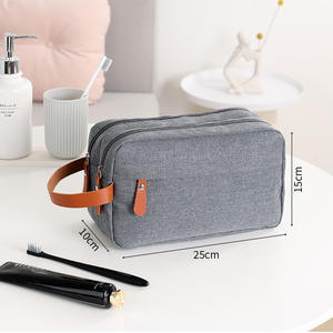 Organisateur de maquillage à fermeture éclair noire de grande capacité Sac de voyage Étuis à cosmétiques personnalisables pour hommes Articles de toilette à la mode - Product Image 2