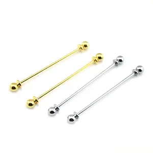 Low price personality Brass round head with edge creative collar pin bar tie for mens accessories
