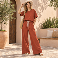 Ensemble deux pièces Summer Rust pour femmes, haut ample et pantalon large taille haute, tenue décontractée avec fabricant OEM