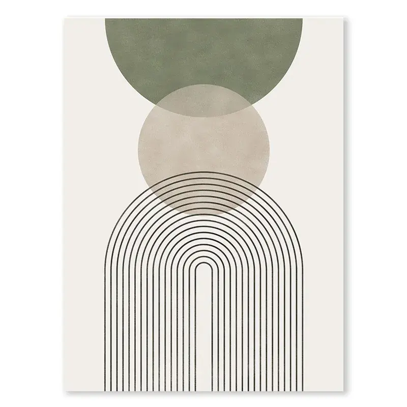 Decoración minimalista moderna lienzo pintura planta verde nórdica geometría abstracta Morandi póster colgante arte de pared con marco