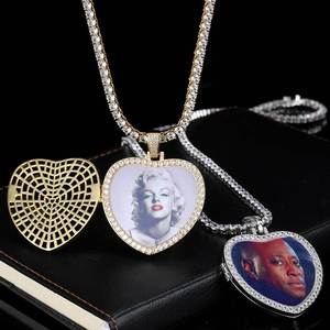 Hollow Heart Photo <b>Locket</b> Hip Hop Pendant Custom <b>Gold</b> Plated Prong Setting 925 Silver Moissanite Concert Bling Iced Out Chain - Product Image 6