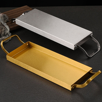 Plateau de service rectangulaire en acier inoxydable doré/argenté, design moderne, durable, pour la maison, la cuisine, les fêtes, les restaurants, la restauration