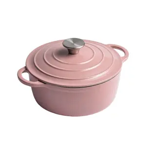 गुलाबी तामचीनी खाना पकाने के बर्तन कच्चा लोहा cookware सेट विरोधी-छड़ी सूप और शेयर बर्तन