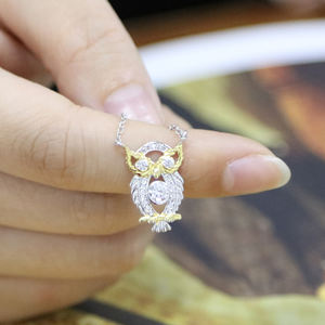 قلادة سلسلة مطلية بالذهب, قلادة سلسلة مطلية بالذهب لطيف اثنين من لهجة مطلي روح البومة قلادة ، 925 الفضة الاسترليني قلادة قلادة شعار مخصص - Product Image 6