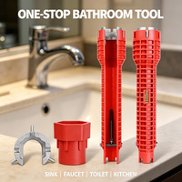 Clé de lavabo multifonction 8-en-1 pour robinet, outil de plomberie de salle de bain, clé à douille chromée pour espaces restreints, OEM