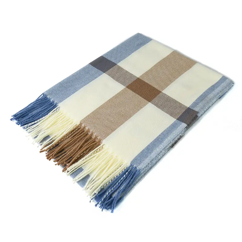 Plaid scarf The new Japanese/Korean fashion Autumn/Winter 2022 faux Cashmere scarf for women's shawl with thick warm bib