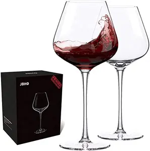 Hand Blown Italian Style Crystal Lead-Free Premium Set of 2 Red Wine Glasses