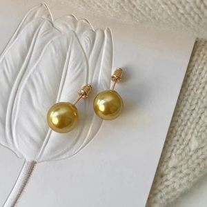 <span class=keywords><strong>Southsea</strong></span> Gold Round Loose Half-Hole Glass Pearl Beads Crystal Lampwork para la fabricación de joyas Bijoux - Product Image 6
