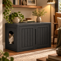 Grande maison pour chat avec armoire intégrée pour litière, abri caché pour chat, banc de rangement pour chats d'intérieur