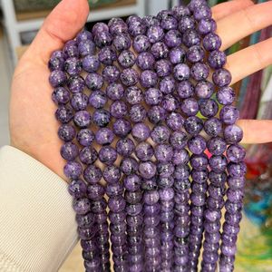 Perles rondes en charoïte naturelle de haute qualité, brins de pierres précieuses en charoïte violette pour la fabrication de bijoux DIY. Couleur: # 46 47 - Product Image 3