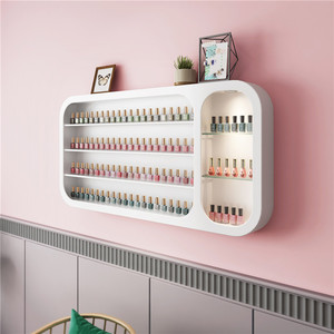 Custom <b>Wall</b> Mounted Nail Polish <b>Display</b> <b>Cabinet</b> Wood Beauty Shop Showcase Modern Vertical Retail Shelving - Product Image 2