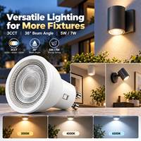 Ampoule LED GU10 en gros, projecteur LED 3 CCT 5W 7W 3000K 4000K 6500K 220-240V CE RoHS, éclairage intérieur à faisceau de 38 degrés