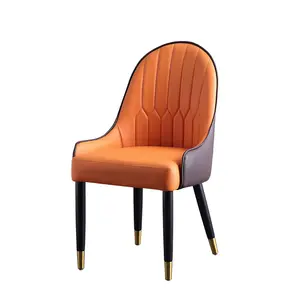 Restaurant Eetkamerstoel Moderne Vintage Oranje Luxe Pu Lederen Eetkamerstoel