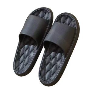 Pantuflas de Interior de PU Negro Sólido, Punta Abierta, Suela de EVA Acolchada, para Todas las Estaciones, Uso Doméstico - Product Image 1