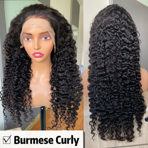 एसड कच्चे वाइटनेस बर्मी कर्ली मानव बाल ग्लुलेस पहनते हैं और सिंगल नॉट्स 13x4 13x6 hd पूर्ण फीता लटल मानव बाल विग - Product Image 4