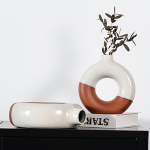 Vase en céramique demi-glaçurée en terre cuite rouge, fait main, en forme de donut, pour décoration de <span class=keywords><strong>mariage</strong></span> et de maison, vente en gros, best-seller - Product Image 3