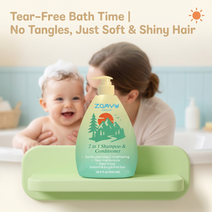 Champú y Acondicionador 2 en 1 de Marca Blanca, 500 ml, Champú <span class=keywords><strong>para</strong></span> Bebés Sin Lágrimas, Fórmula Suave <span class=keywords><strong>para</strong></span> <span class=keywords><strong>Cabello</strong></span> <span class=keywords><strong>Rizado</strong></span> y Graso, Limpieza Profunda de Uso Diario - Product Image 1