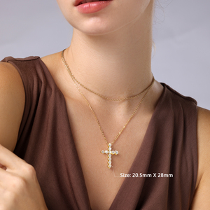 Mặt dây chuyền thánh giá Moissanite dành cho nữ, kim cương nhân tạo VVS, bạc 925 mạ vàng trắng 14K, dây chuyền thánh giá nam, mặt dây chuyền charm - Product Image 5