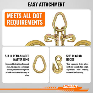 Бесплатный образец: Канат для лебедки эвакуатора AUTOBOTS 5/16 3/8 G70, кованые буксировочные цепи V-образной формы с J-образными крюками, буксировочная цепь с J-образным крюком - Product Image 3