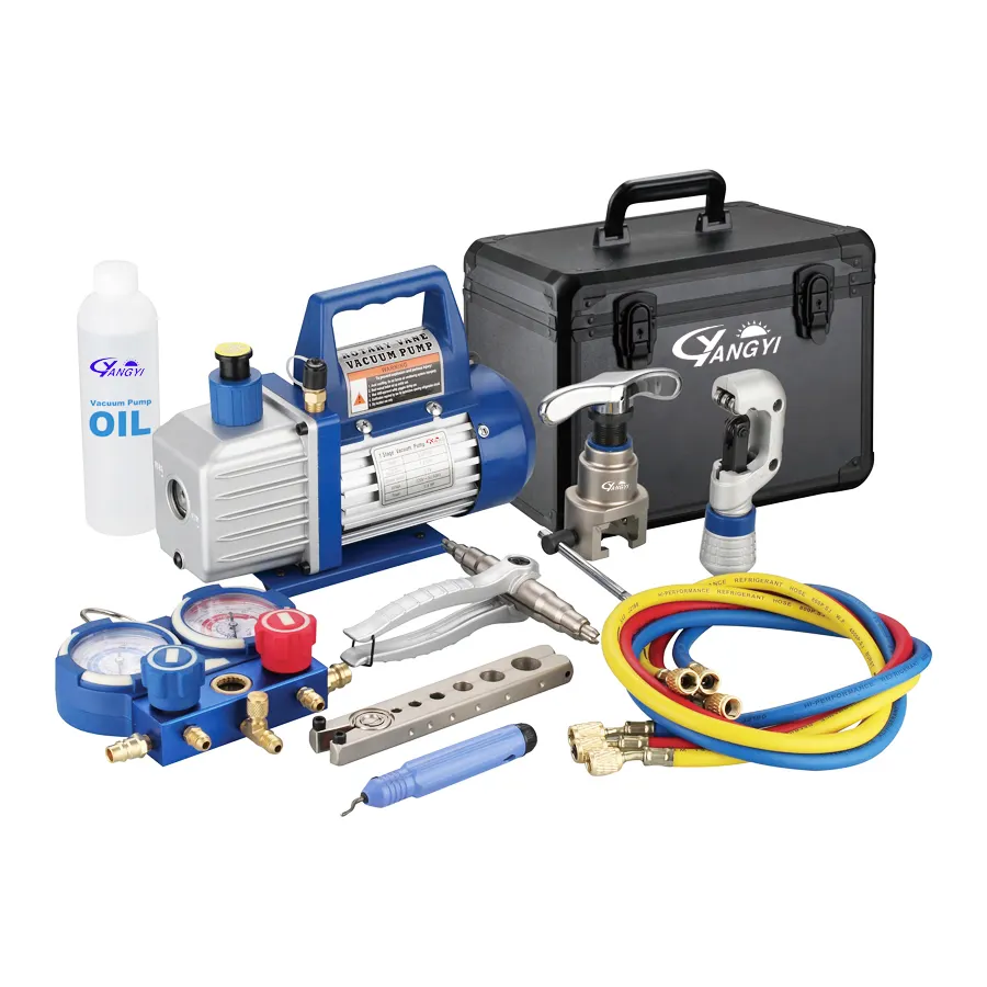 Kit de herramientas de reparación de aire acondicionado, bomba de vacío, manómetro, expansor de tubo, multifuncional, FT-8A