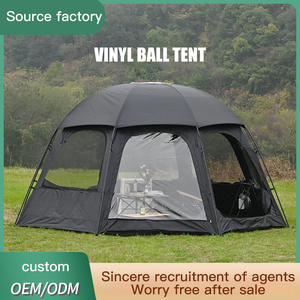 Tente dôme extérieure à revêtement noir tente octogonale pour 5-8 personnes abri étanche auvent de camping tente de camping - Product Image 2