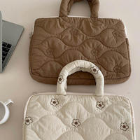Sac de protection matelassé coréen brodé style Ins pour ordinateur portable et tablette, sacs fourre-tout personnalisés en nylon souple antichoc