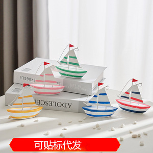 โมเดลเรือใบเมดิเตอร์เรเนียน งานเหล็กประดับตกแต่งบ้าน หลายชิ้น ของตกแต่งห้องนั่งเล่น - Product Image 5