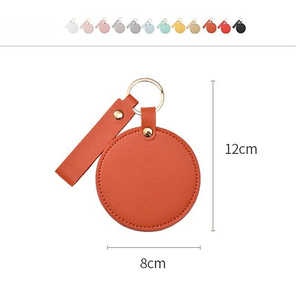 Personalized Modern Compact FREEFORM Technique Mirror Keychain-Custom Logo PU Leather Swivel <b>Makeup</b> Mirror for Promotional Gifts - Product Image 5