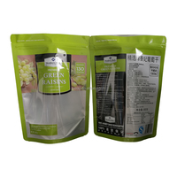 Pochette Doypack en fer blanc avec fermeture zip, impression numérique par gravure, 500g, 16 onces, 1 livre, pour noix et raisins verts, finition brillante