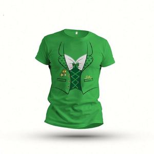 Camiseta al por Mayor con Diseño Gráfico de Trébol de Cuatro Hojas para el Día de San Patricio, Camiseta Verde Informal con Diseño Personalizado - Product Image 1