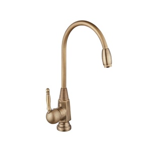 Robinet de cuisine à poignée unique en or, Style rétro, <span class=keywords><strong>mitigeur</strong></span> en laiton, <span class=keywords><strong>mitigeur</strong></span> d'eau froide et chaude, robinets thermostatiques à trou unique en or - Product Image 1