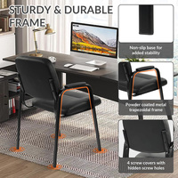 Chaises de bureau personnalisées d'usine, ensemble de 4 chaises d'attente pour la réception des invités avec accoudoirs rembourrés en cuir fixes