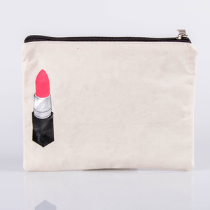 Bolsa de maquillaje cosmético de lona, bolsa de maquillaje de belleza con cremallera para viajes, venta al por mayor, sublimación impresa personalizada, algodón orgánico en blanco - Product Image 4
