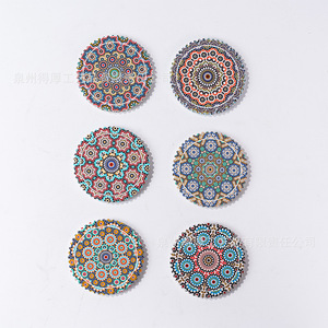 Sous-verres en céramique marocaine ronds, colorés, motif Mandala et Œil protecteur, pour la protection des boissons, cadeau d'exportation, sourcing - Product Image 3