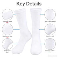 Chaussettes vierges pour sublimation, unisexe, en mélange de coton, imprimées sur mesure, OEM ODM, avec motif et logo personnalisés, pour hommes et femmes, décontractées et tendance