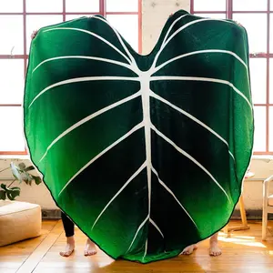 도매 고품질 새로운 디자인 불규칙한 거대한 잎 담요 주문 폴리에스테 승화는 수건 담요를 인쇄했습니다
