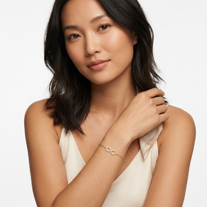 Classic Trendy <b>Infinity</b> Rhodium Plated 4-Layer Brass Heart-Shaped <b>Bracelet</b> Women's Fashion Jewelry Set Anniversary Party - Product Image 2