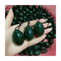 Taille M Néphrite Jade Yoni Oeuf Vagin en gros Exercice de Kegel Serrer la boule percée avec de la ficelle