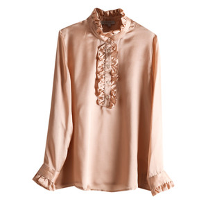 Camicia a maniche lunghe in <span class=keywords><strong>seta</strong></span> con bordo dell'orecchio in legno per <span class=keywords><strong>camicie</strong></span> di <span class=keywords><strong>seta</strong></span> di Design da <span class=keywords><strong>donna</strong></span> - Product Image 2
