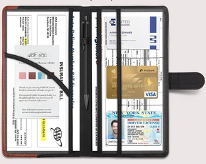 Portadocumentos de Cuero PU Personalizado para Automóvil, Organizador de Tarjetas de Registro y Seguro para Vehículos, para Hombres y Mujeres - Product Image 3