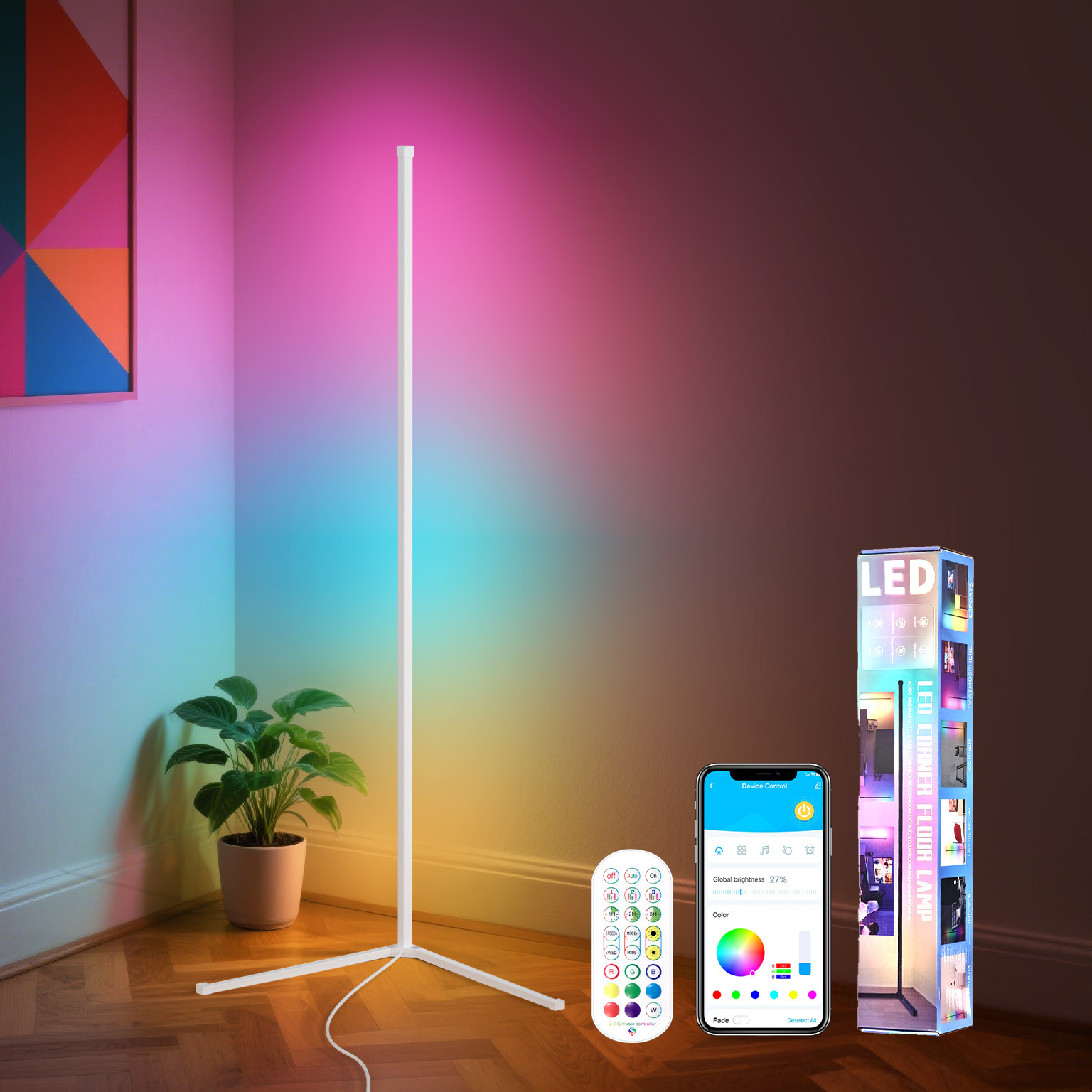blanc + Bluetooth +APP+ télécommande 24 touches