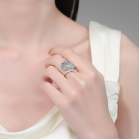 Bague Aile d'Ange en Argent Sterling 925 avec Moissanite Taille Poire, Micro-Pavé, Plaqué Rhodium, Certifiée Hypoallergénique, Luxe et Tendance