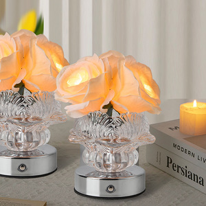 Romantic Rose-Shaped <b>Table</b> Lamp for Bedroom Girly European Design with Ambient Light DC Battery Power Supply - Product Image 2