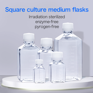 Bottiglia di coltura cellulare da laboratorio PC PET 125ml 150ml 250ml 500ml <span class=keywords><strong>1000ml</strong></span> bottiglia quadrata - Product Image 5