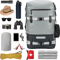 Sac à dos imperméable en PVC, fermeture à bouton robuste, 20-36L avec poche avant, ceinture réfléchissante