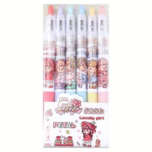Bolígrafo de Gel de Tinta Negra con Clip Retráctil, Diseño de Dibujos Animados, 6 Piezas, Punta ST de 0.5mm, Agarre Suave, en Caja para Venta al Por Mayor - Product Image 1