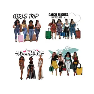 ใหม่ชุดเด็กผู้หญิงสีดำเดินทางพร้อมกดพิมพ์ลายรีดติดด้วยความร้อนดีไซน์แบบรีดติดสติกเกอร์ - Product Image 1