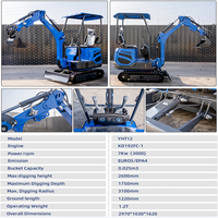 Mini-excavatrice compacte à utilisation intensive et retour sur investissement rapide, avec fourches à palettes et fendeuse de bûches, pour travaux agricoles et construction de routes d'accès