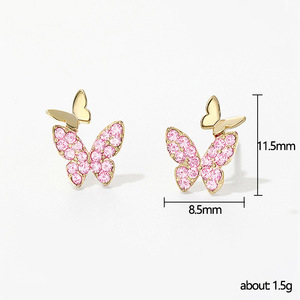 Pendientes pequeños y bonitos con forma de mariposa para mujer, diseño coreano simple, elegantes pendientes para uso diario, regalo - Product Image 6